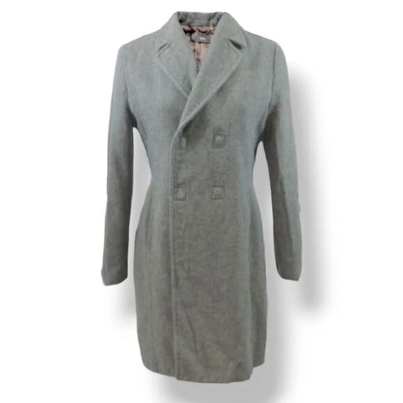 Mango MNG Wool Double Breasted Magnetic Closure Pea Coat in Gray Size M - Picture 12 of 12